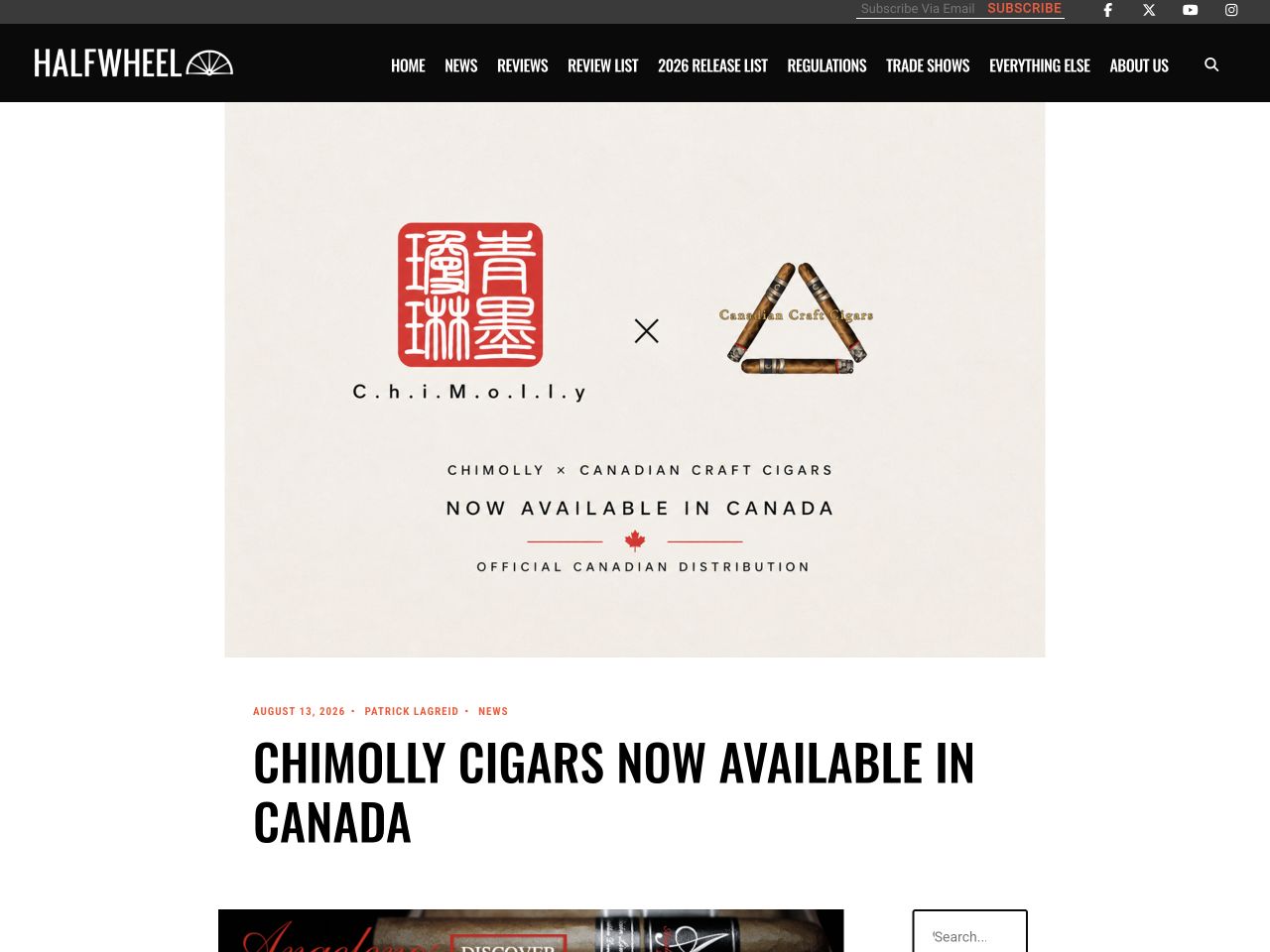 First screen of the halfwheel Canada article, including the publication header, date and title