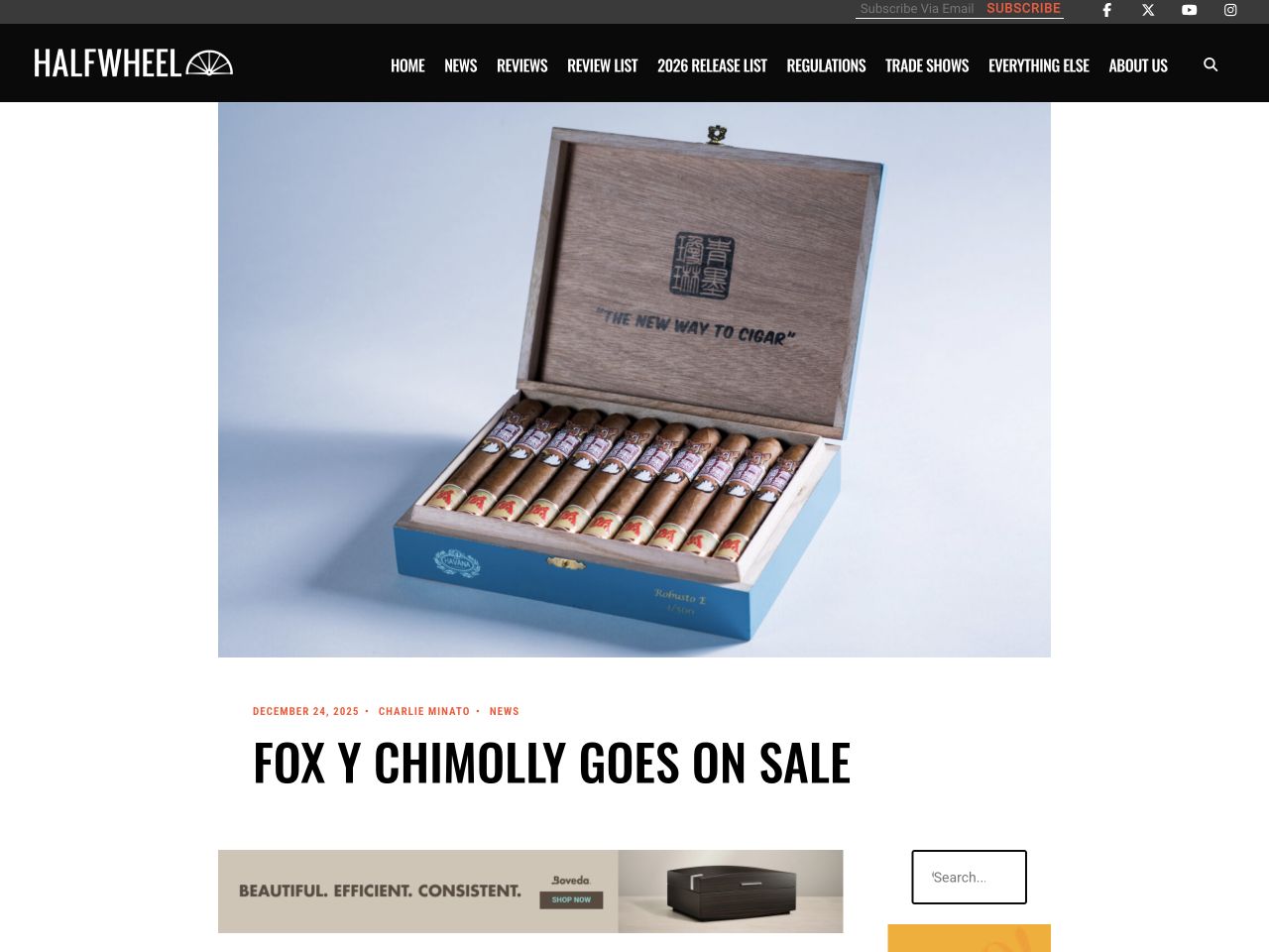 First screen of the halfwheel Fox y ChiMolly article, including the publication header, date and title