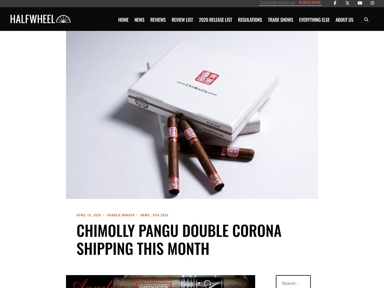 First screen of the halfwheel Pangu shipping article, including the publication header, date and title
